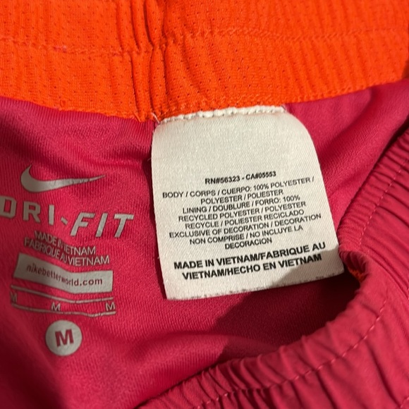 Nike Shorts Medium Women Running Dri Fit Above Knee  Authentic Orange Pink White - Picture 4 of 7